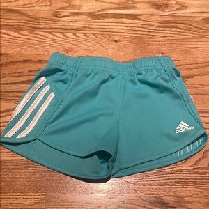 Adidas Turquoise Shorts with White Stripes